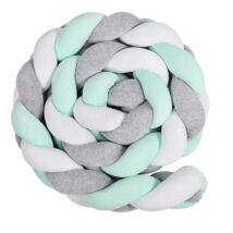 BRAIDED Bumper 360 cm (for 60x120 cm baby bed) : Gray-Mint-White