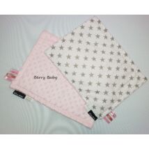 Tag PIllow for Babies: Rose Minky+Gray Stars 50x40 cm