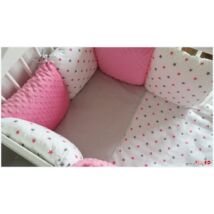 LUXURY Bedding Set: Rose Raspberry Minky+ Gray-Pink Stars