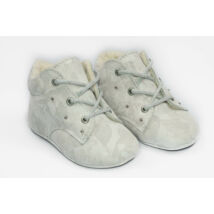 Baby Leather Shoes: White with Patterns (with shoelace) Size 19