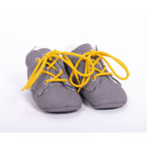 Baby Leather Shoes: Gray (with yellow shoelace) Size 18