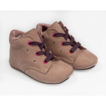 Baby Nubuck Leather Shoes: Powderpink (with purple shoelace) Size 19