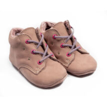 Baby Nubuck Leather Shoes: Powderpink (with lilac shoelace) Size 19