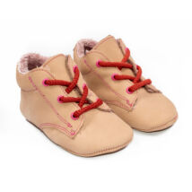 Baby Nubuck Leather Shoes: Powderpink (with red shoelace) Size 18