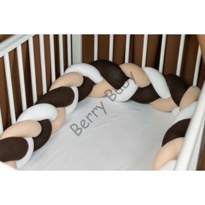 BRAIDED Bumper 360 cm (for 60x120 cm baby bed) : Chocolate- Beige- White