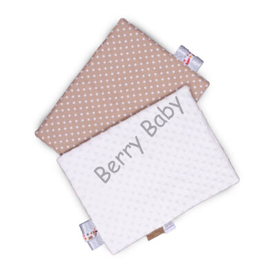 Tag PIllow for Babies: Cream Minky+Brown Dots  30x40 cm