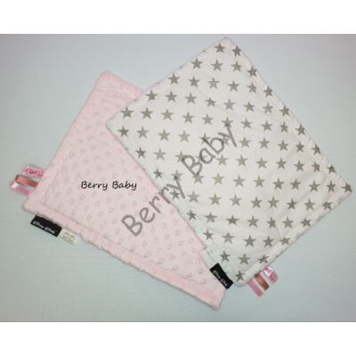 Tag PIllow for Babies: Rose Minky+Gray Stars 50x40 cm