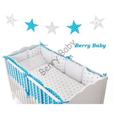 LUXURY Bedding Set: Blue -White +Stars-Hearts
