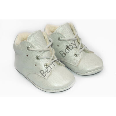Baby Leather Shoes: Pearl with Rhinestone (with shoelace) Size 19