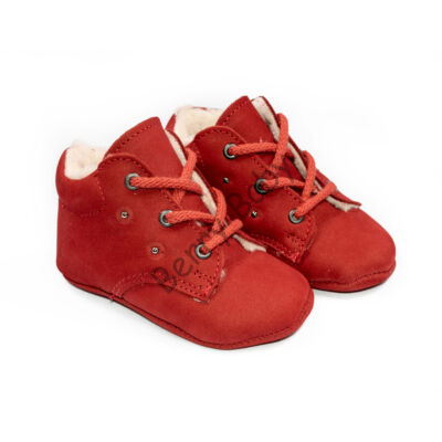 Baby Nubuck Leather Shoes: Red+ Rhinestone (with shoelace) Size 18