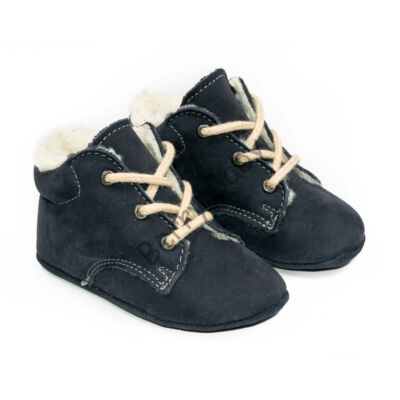 Baby Nubuck Leather Shoes: Dark Blue (with shoelace) Size 18