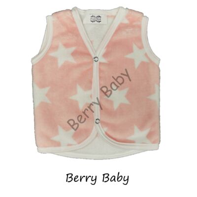 Berry Baby wellsoft vest - Peach- White Stars 0-6 months