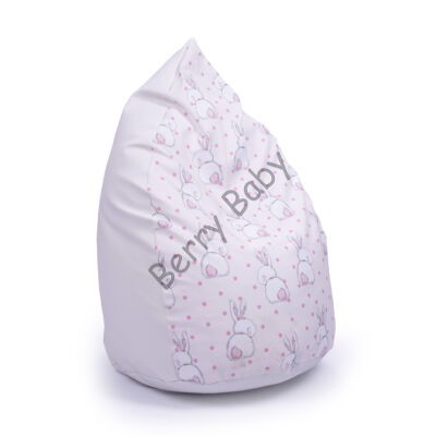 Drop-Shaped Bean Bag- White ECO Leather- Sweet BUnny